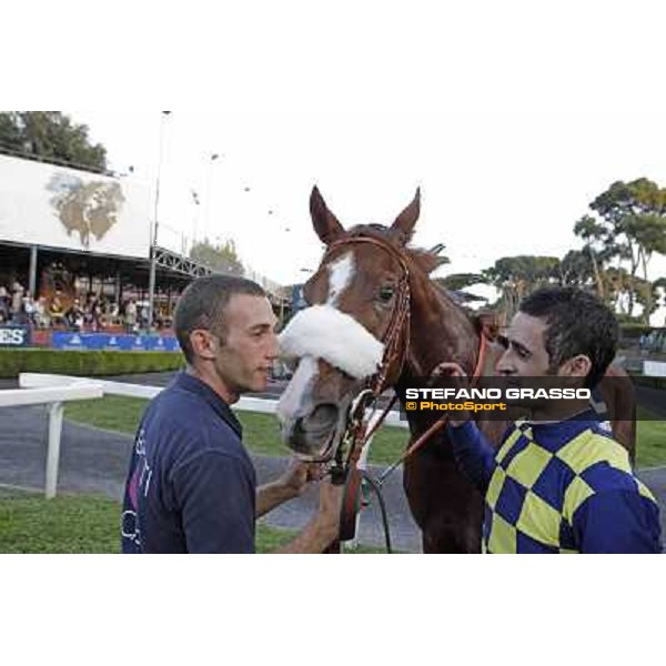Fabio Branca and Charity Line after winning the Gran Premio Longines Lydia Tesio Rome, Capannelle racecourse,27th oct.2013 ph.Stefano Grasso