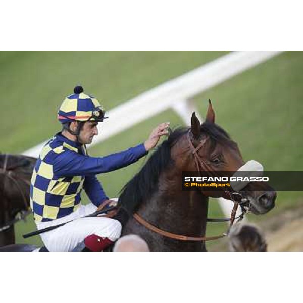 Fabio Branca on Douce Vie returns home after winning the Premio Nearco Roma,Capannelle racecourse,27th oct.2013 ph.Stefano Grasso