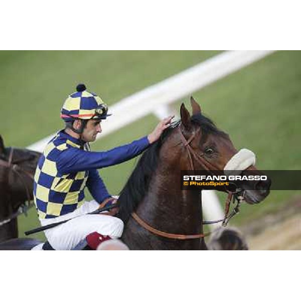 Fabio Branca on Douce Vie returns home after winning the Premio Nearco Roma,Capannelle racecourse,27th oct.2013 ph.Stefano Grasso