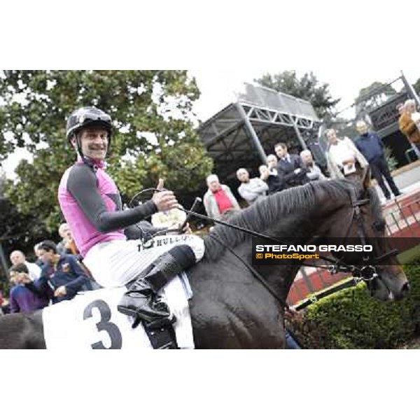 Thierry Thulliez and Feuerblitz after winning the Premio Roma GBI Racing Roma,Capannelle racecourse,3rd nov.2013 ph.Stefano Grasso