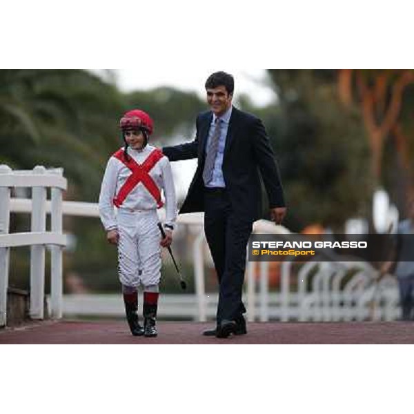 Andrea Atzeni and trainer Racco Roma,Capannelle racecourse,3rd nov.2013 ph.Stefano Grasso