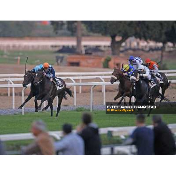 Gabriele Bietolini on Saint Bernard goes to win the Premio Ribot Roma,Capannelle racecourse,3rd nov.2013 ph.Stefano Grasso