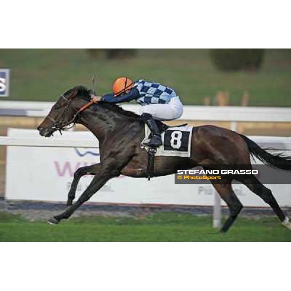 Gabriele Bietolini on Saint Bernard goes to win the Premio Ribot Roma,Capannelle racecourse,3rd nov.2013 ph.Stefano Grasso