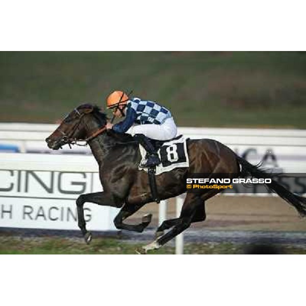 Gabriele Bietolini on Saint Bernard goes to win the Premio Ribot Roma,Capannelle racecourse,3rd nov.2013 ph.Stefano Grasso