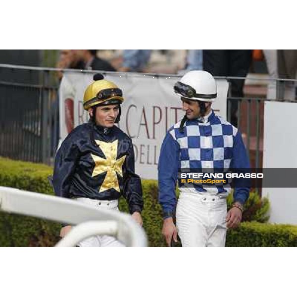Andrea Atzeni and Fabio Branca Roma,Capannelle racecourse,3rd nov.2013 ph.Stefano Grasso