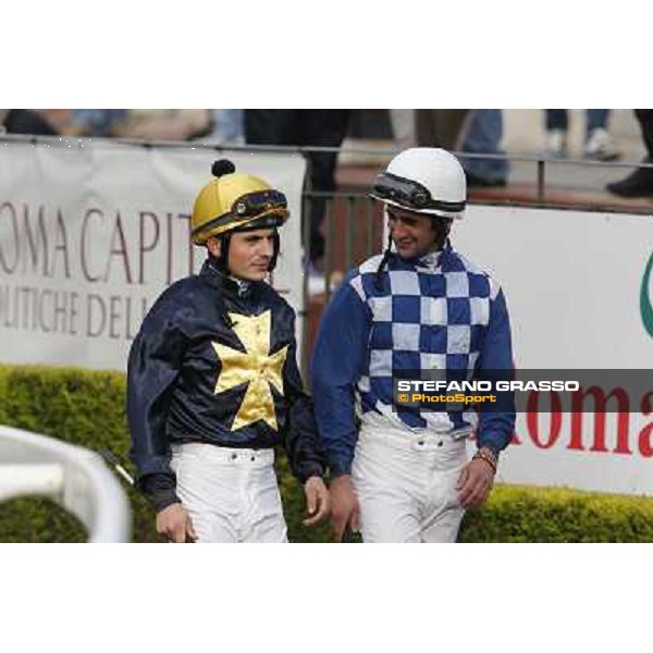 Andrea Atzeni and Fabio Branca Roma,Capannelle racecourse,3rd nov.2013 ph.Stefano Grasso