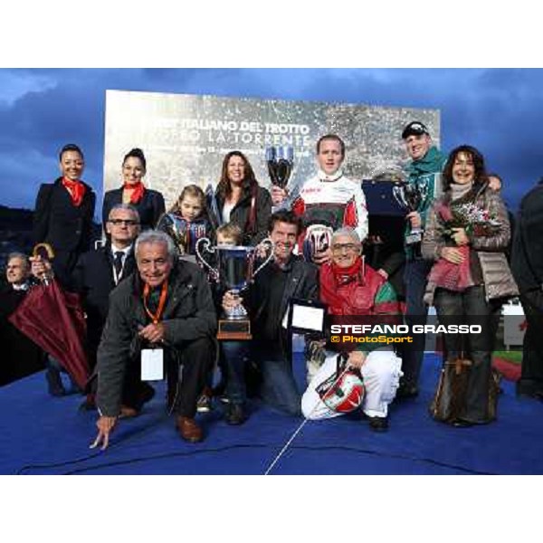 Robin Bakker with Robert Bi wins the 86° Derby Italiano del Trotto Napoli,Agnano 26 dicembre 2013 ph.Stefano Grasso/Ippodromi Partenopei srl