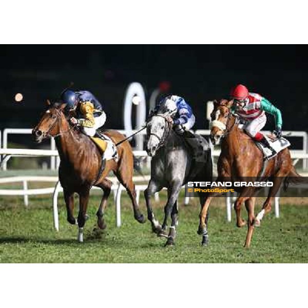 Djordjet Perovic on Lady Kikka wins the Premio Soragna beating Calittist and Comet Queen Napoli,Agnano 29 dicembre 2013 ph.Stefano Grasso/Ippodromi Partenopei srl