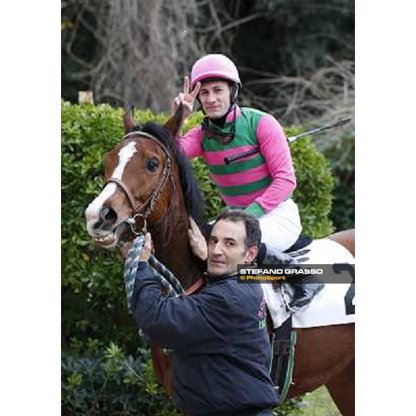 Mirco Demuro with Attrazione after winning the Premio Mem.Domenico e Giuseppe Artina Napoli,Agnano 29 dicembre 2013 ph.Stefano Grasso/Ippodromi Partenopei srl