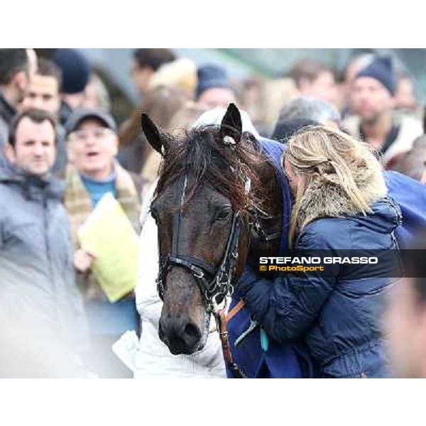 Turbo Jet and Karin Dbuois return home after winning the Prix du Luxembourg Paris - Vincennes, 25th jan.2014 ph.Stefano Grasso