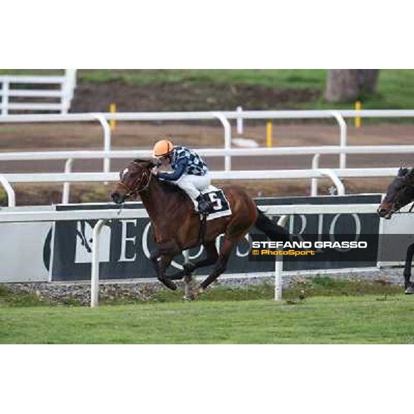 Gabriele Bietolini on Saint Bernard wins the Premio Zafonic Rome - Capannelle racecourse,2nd march 2014 ph.Stefano Grasso