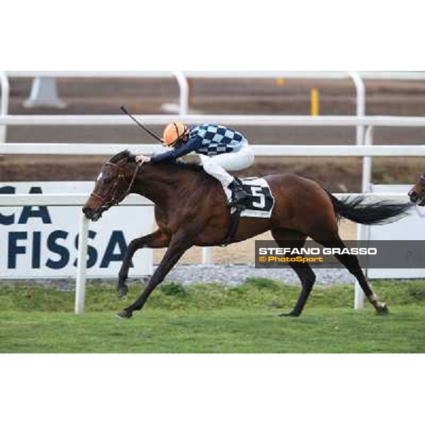 Gabriele Bietolini on Saint Bernard wins the Premio Zafonic Rome - Capannelle racecourse,2nd march 2014 ph.Stefano Grasso
