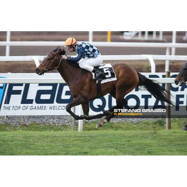Gabriele Bietolini on Saint Bernard wins the Premio Zafonic Rome - Capannelle racecourse,2nd march 2014 ph.Stefano Grasso