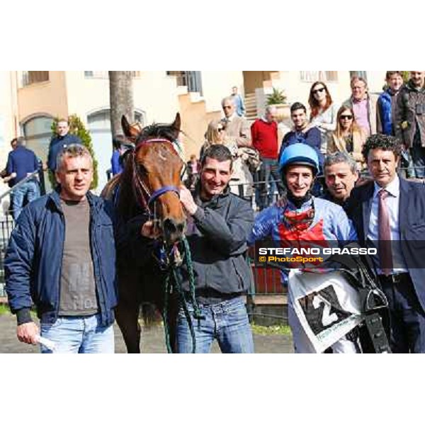 the winning connection of the Premio Arconte won by Salvatore Sulas on Hoovergetthekeys Rome - Capannelle racecourse,16th march 2014 ph.Domenico Savi/Grasso