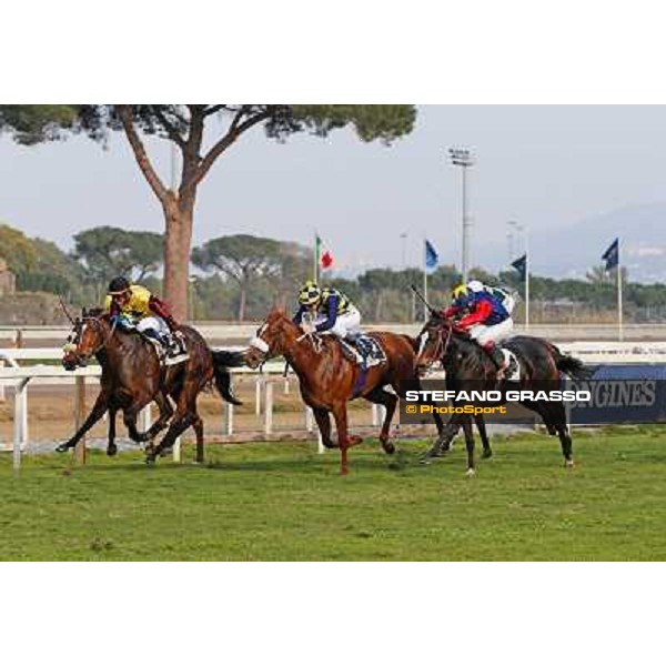 Giuseppe Ercecovig on Rayos de Sol wins the Premio Ceprano - 2nd Cristian Demuro on Sweet Fede Rome - Capannelle racecourse,16th march 2014 ph.Domenico Savi/Grasso