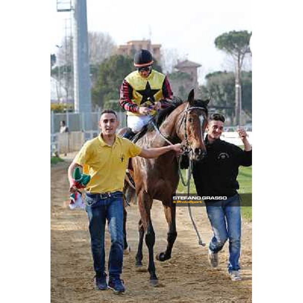 Giuseppe Ercecovig and Rayos de Sol winners of the Premio Ceprano - Rome - Capannelle racecourse,16th march 2014 ph.Domenico Savi/Grasso