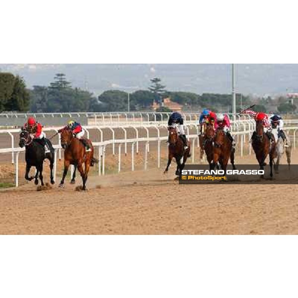 Germano Marcelli on Lipfix goes to win the Premio Trattato di Roma Rome - Capannelle racecourse,16th march 2014 ph.Domenico Savi/Grasso