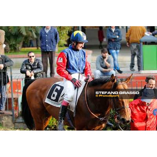 Germano Marcelli on Lipfix returns back home after winning the Premio Trattato di Roma Rome - Capannelle racecourse,16th march 2014 ph.Domenico Savi/Grasso