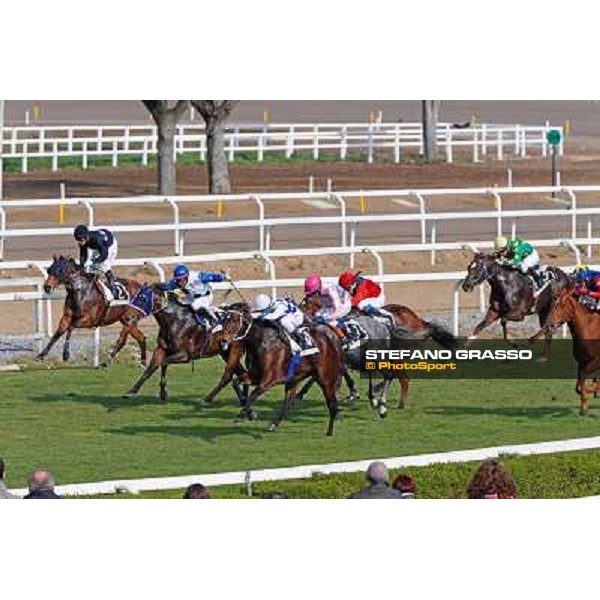 Cristian Demuro on Icebreaking wins the Premio Sinthesis Rome - Capannelle racecourse,16th march 2014 ph.Domenico Savi/Grasso