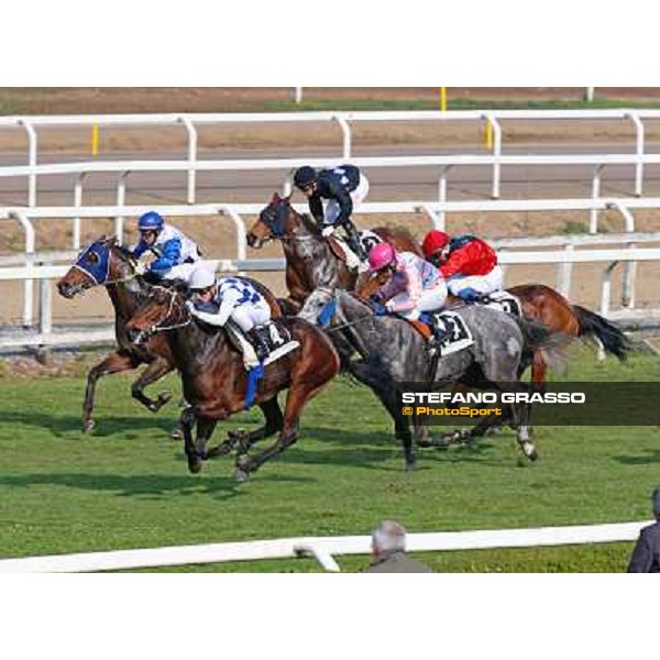 Cristian Demuro on Icebreaking wins the Premio Sinthesis Rome - Capannelle racecourse,16th march 2014 ph.Domenico Savi/Grasso