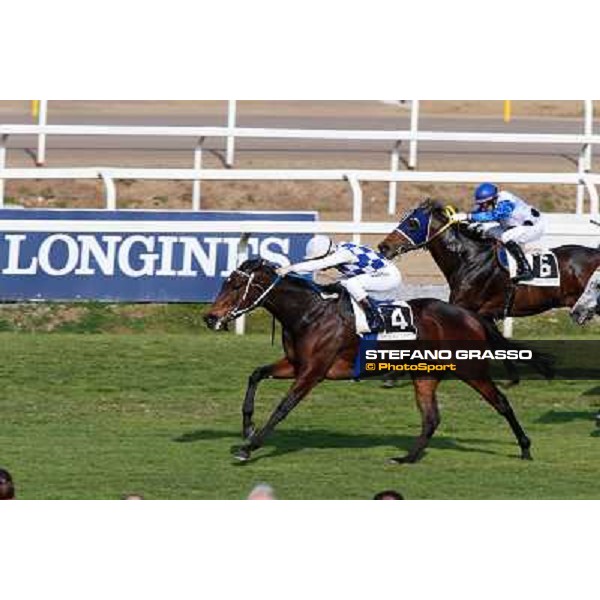 Cristian Demuro on Icebreaking wins the Premio Sinthesis Rome - Capannelle racecourse,16th march 2014 ph.Domenico Savi/Grasso