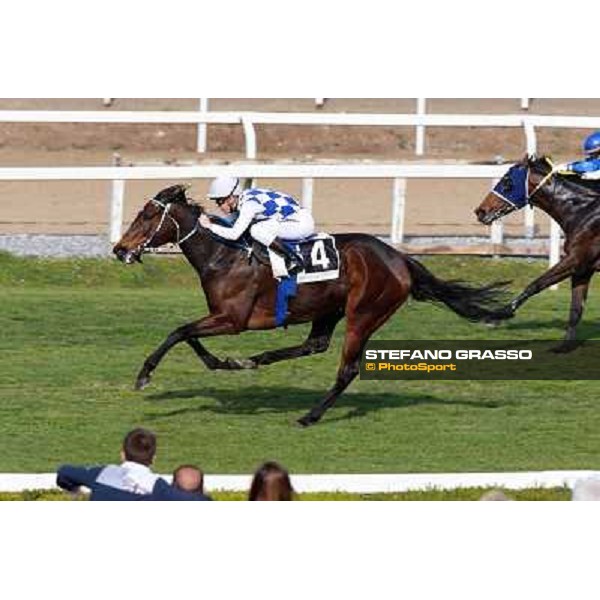 Cristian Demuro on Icebreaking wins the Premio Sinthesis Rome - Capannelle racecourse,16th march 2014 ph.Domenico Savi/Grasso