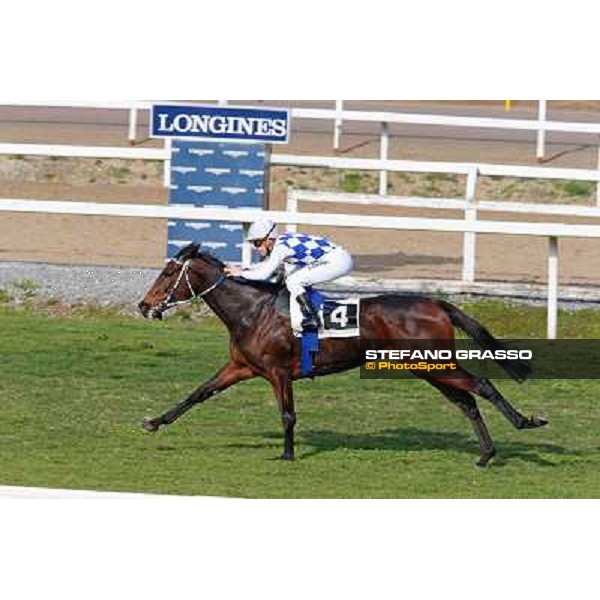 Cristian Demuro on Icebreaking wins the Premio Sinthesis Rome - Capannelle racecourse,16th march 2014 ph.Domenico Savi/Grasso