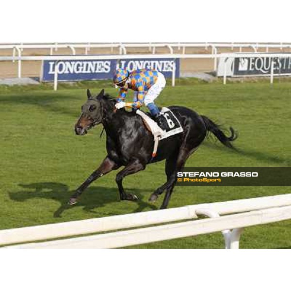 Giampasquale Fois with Omaticaya wins the Premio Sinni Rome, Capannelle racecourse, 21st march 2014 ph.Domenico Savi/ Grasso