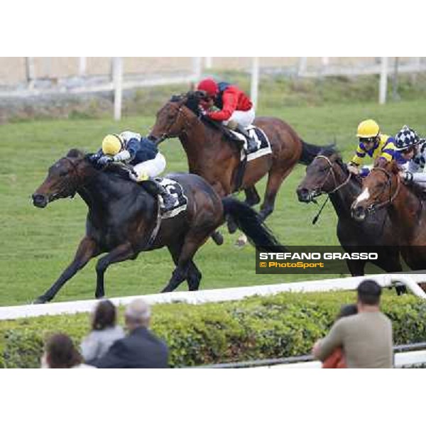 Germano Marcelli with Tache Noire wins the Premio Gyr Rome, Capannelle racecourse, 21st march 2014 ph.Stefano Grasso
