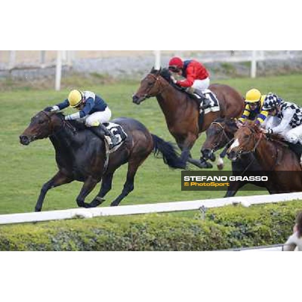 Germano Marcelli with Tache Noire wins the Premio Gyr Rome, Capannelle racecourse, 21st march 2014 ph.Stefano Grasso