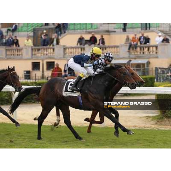 Germano Marcelli with Tache Noire wins the Premio Gyr Rome, Capannelle racecourse, 21st march 2014 ph.Domenico Savi/Grasso