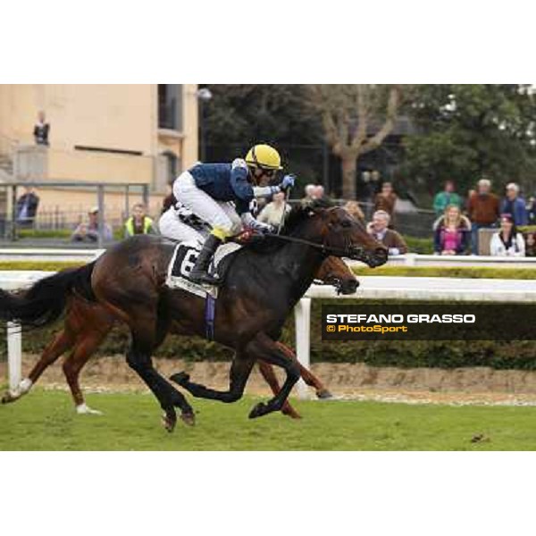 Germano Marcelli with Tache Noire wins the Premio Gyr Rome, Capannelle racecourse, 21st march 2014 ph.Domenico Savi/Grasso