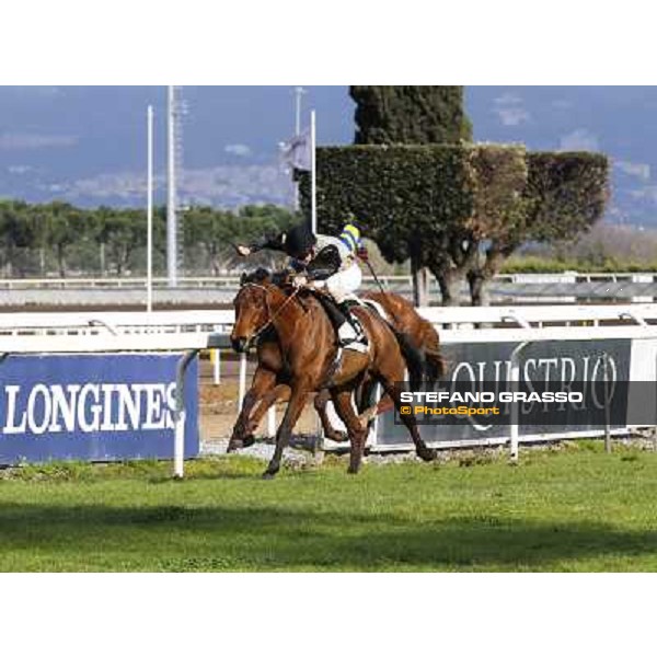 Gabriele Bietolini on Frankenstein wins the Premio Tupini Rome, Capannelle racecourse, 23rd march 2014 ph.Domenico Savi/Grasso