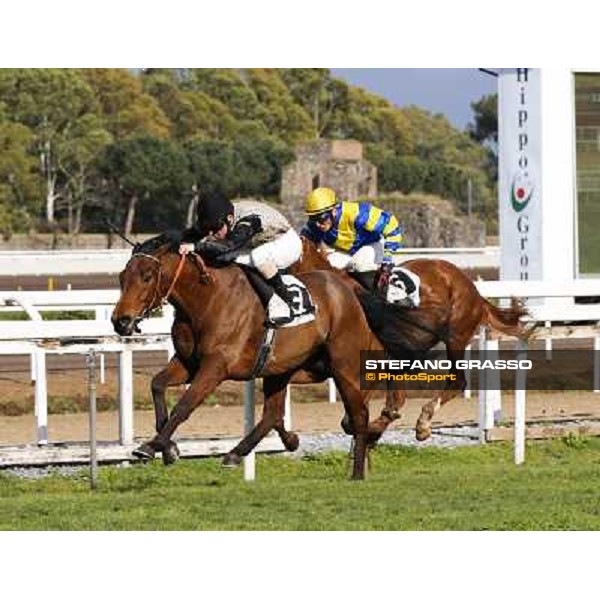 Gabriele Bietolini on Frankenstein wins the Premio Tupini Rome, Capannelle racecourse, 23rd march 2014 ph.Domenico Savi/Grasso