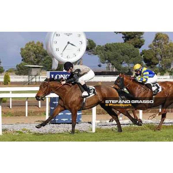 Gabriele Bietolini on Frankenstein wins the Premio Tupini Rome, Capannelle racecourse, 23rd march 2014 ph.Domenico Savi/Grasso