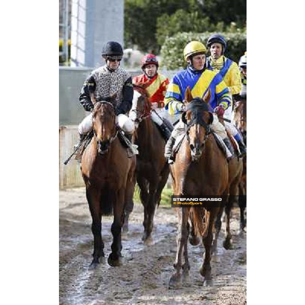 Gabriele Bietolini on Frankenstein after winning the Premio Tupini Rome, Capannelle racecourse, 23rd march 2014 ph.Domenico Savi/Grasso