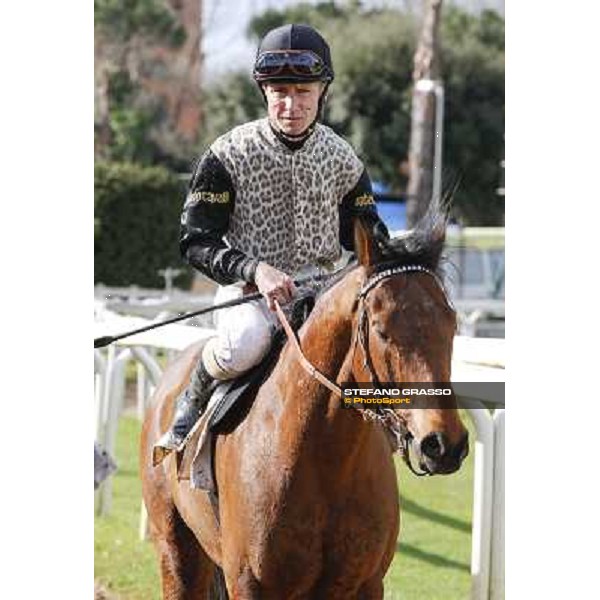 Gabriele Bietolini on Frankenstein after winning the Premio Tupini Rome, Capannelle racecourse, 23rd march 2014 ph.Domenico Savi/Grasso