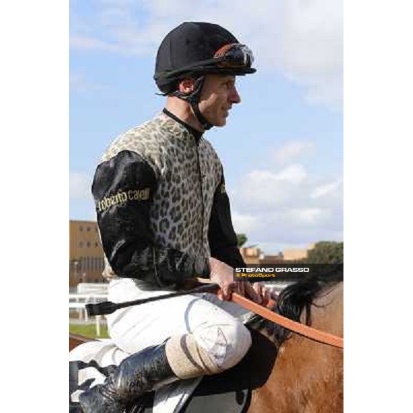 Gabriele Bietolini on Frankenstein after winning the Premio Tupini Rome, Capannelle racecourse, 23rd march 2014 ph.Domenico Savi/Grasso