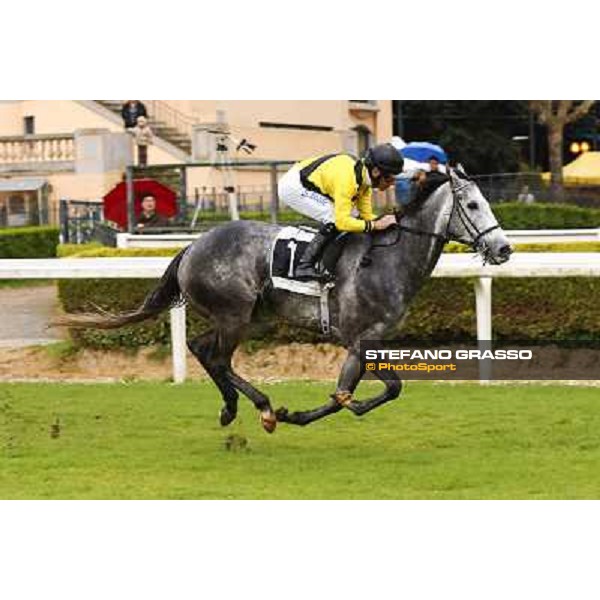 Chiara Wells after winning the Premio Don Rome, Capannelle racecourse, 23rd march 2014 ph.Domenico Savi/Grasso