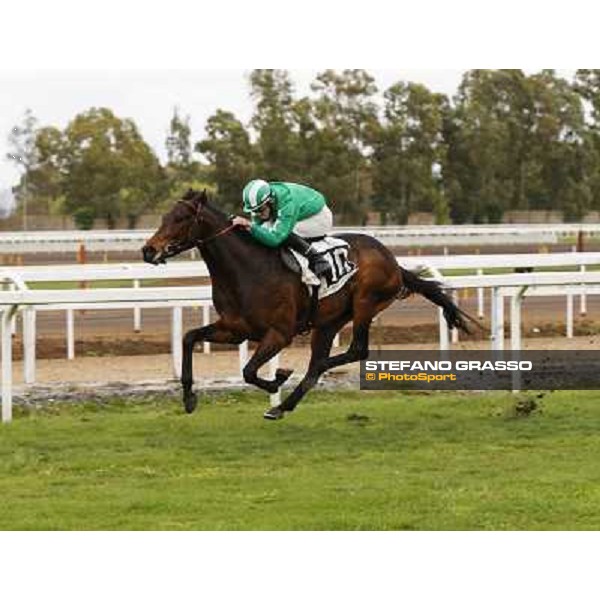 Francesco Dettori on Slowpoke wins the Premio Mezzegra Rome, Capannelle racecourse, 23rd march 2014 ph.Domenico Savi/Grasso
