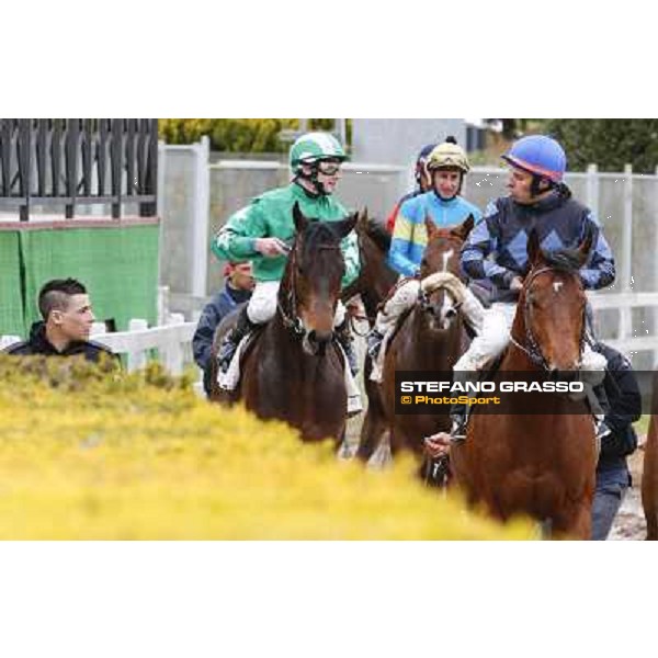 Francesco Dettori on Slowpoke after winning the Premio Mezzegra Rome, Capannelle racecourse, 23rd march 2014 ph.Domenico Savi/Grasso