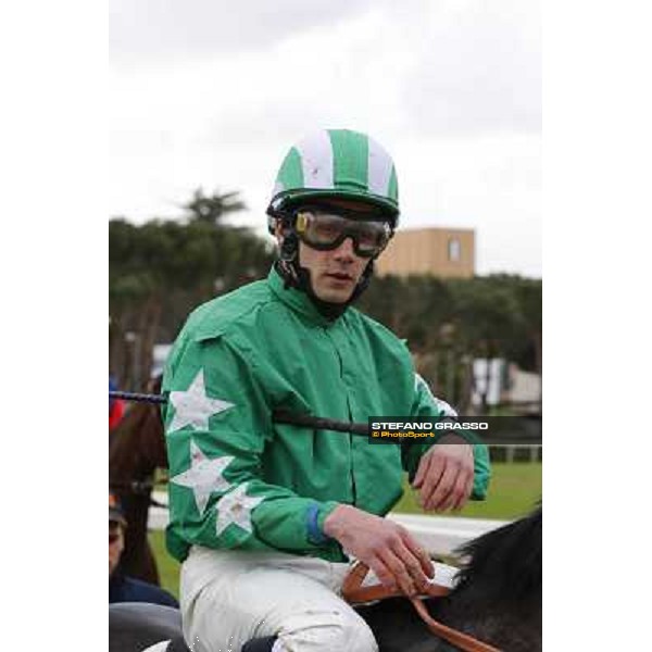 Francesco Dettori on Slowpoke after winning the Premio Mezzegra Rome, Capannelle racecourse, 23rd march 2014 ph.Domenico Savi/Grasso