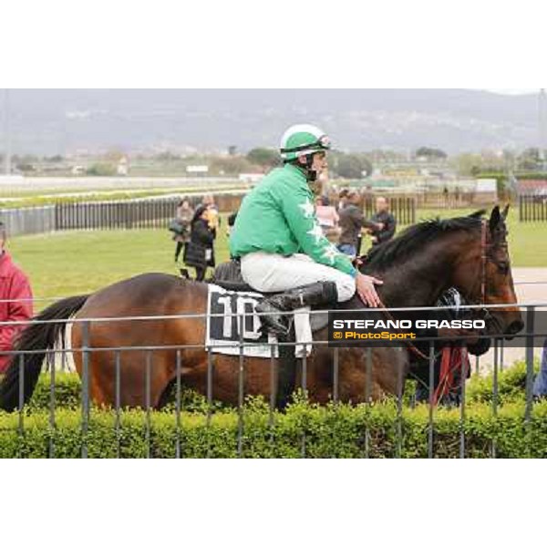 Francesco Dettori on Slowpoke after winning the Premio Mezzegra Rome, Capannelle racecourse, 23rd march 2014 ph.Domenico Savi/Grasso