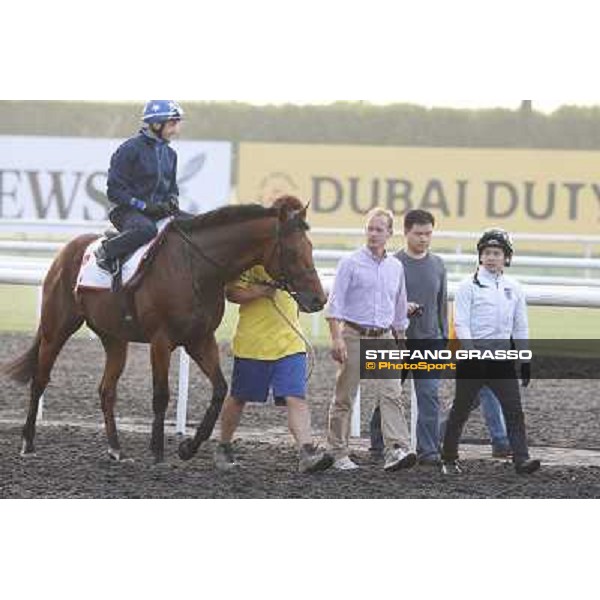 morning track works - Douglas White on Akeed Mofeed and Richard Gibson Dubai - Meydan racecourse,27th march 2014 ph.Stefano Grasso