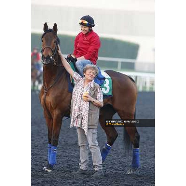 Morning track works - Corine Barande-Barbe and Cirrus des Aigles Dubai - Meydan racecourse,27th march 2014 ph.Stefano Grasso
