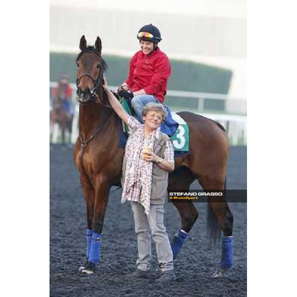 Morning track works - Corine Barande-Barbe and Cirrus des Aigles Dubai - Meydan racecourse,27th march 2014 ph.Stefano Grasso