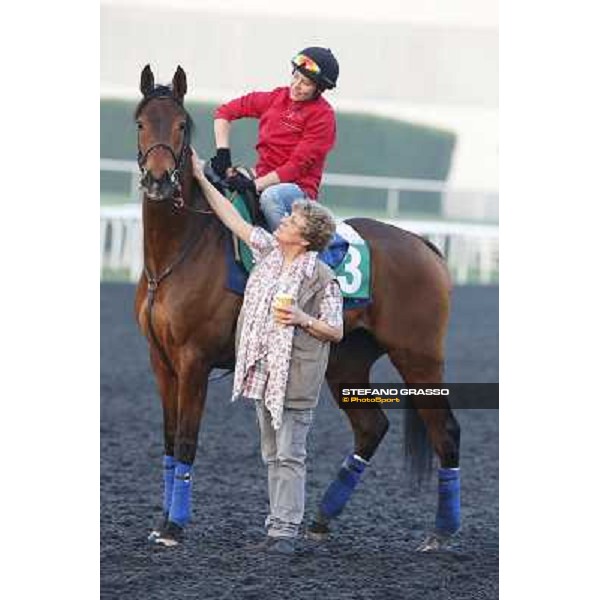 Morning track works - Corine Barande-Barbe and Cirrus des Aigles Dubai - Meydan racecourse,27th march 2014 ph.Stefano Grasso