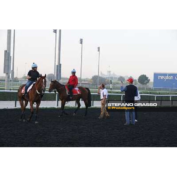 Morning track works - Ed Dunlop with Red Cadeaux and Joshua Tree Dubai - Meydan racecourse,27th march 2014 ph.Stefano Grasso