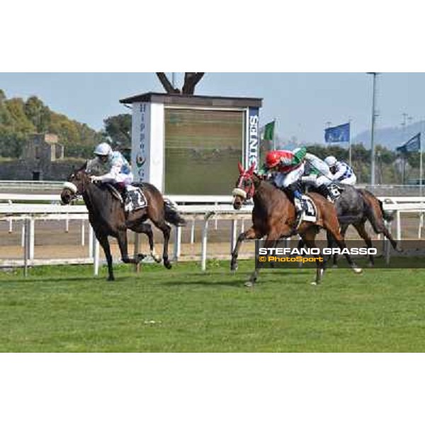 Umberto Rispoli on Francine wins the Premio Saccaroa 2nd is Natty Zaia Rome, Capannelle racecourse,30th march 2014 ph.Daniele Incollu/Grasso