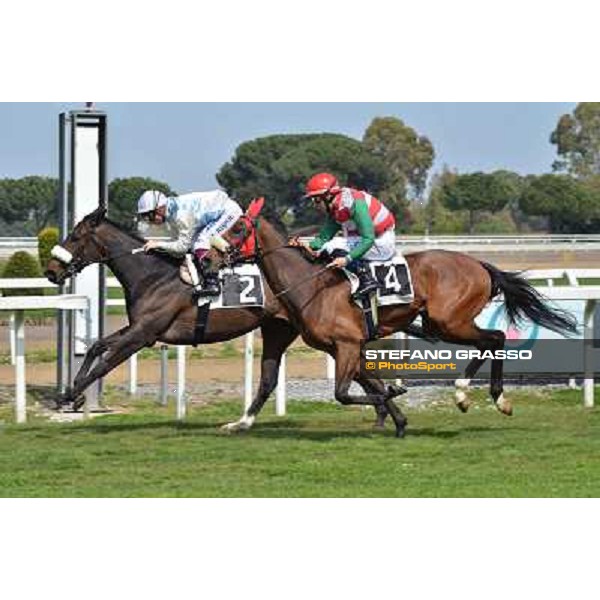 Umberto Rispoli on Francine wins the Premio Saccaroa 2nd is Natty Zaia Rome, Capannelle racecourse,30th march 2014 ph.Daniele Incollu/Grasso